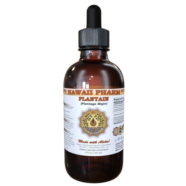 HawaiiPharm Plantain (Plantago Major) Liquid Extract, Tincture, Herbal Supplement, Made in USA, 2 fl.oz