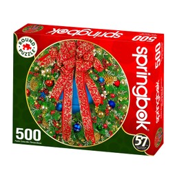 Springbok's 500 Piece Round Jigsaw Puzzle Holiday Wreath - Made in USA