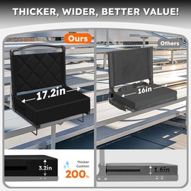 Kaganoon Stadium Seats with Back Support Cushion, Folding Stadium Seats for Bleachers Hold up 400lbs, Wide Bleacher Seat with Shoulder Strap & Handle Comfort for Sports Events (Black, 1pcs)