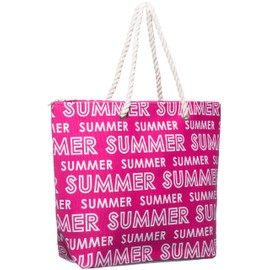 Brandsseller Beach Bag with Zip 50 x 38 x 15 cm Shoulder Bag Shopping Bag Inner Pocket, pink