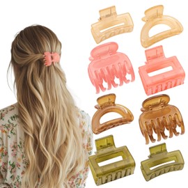 Small Hair Clips for Women Girls, 8 PCS 1.6 Inch Hair Claw Clips for Thin/Medium Thick Hair 4 Style Matte Hair Jaw Clips Non-Slip Tiny Hair Accessories