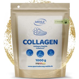 Collagen Powder 1 kg – Collagen Hydrolysate Peptides Type I, II & III – Flavorless Protein Powder – Made in Germany – Wehle Sports (1000g (1 pack)) - Packaging may vary