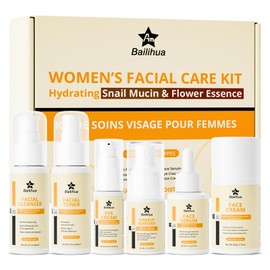 Snail Mucin Facial Care Set for Women - Hydrating Repair Kit with Makeup Remover, Cleanser, Toner, Serum, Eye Cream & Moisturizer, Daily Skincare Routine Gift Set for All Skin Types