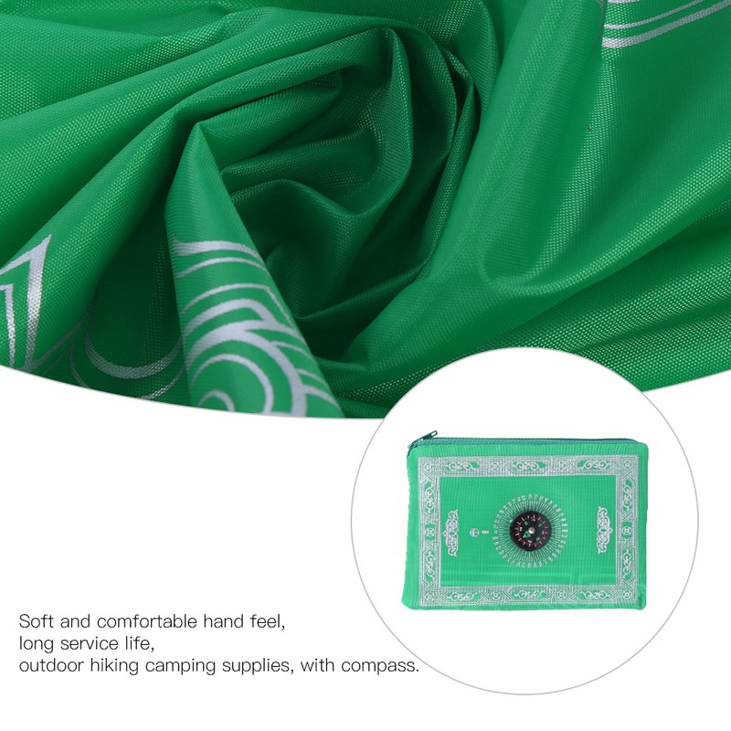 4Pcs Portable Zipper Bag Compass Muslim Prayer Mat Carpet Worship