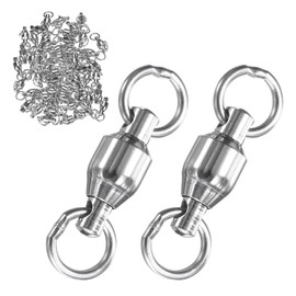 M METERXITY 50-Pack Ball Bearing Fishing Swivels, 4# 0.91In (23mm) Stainless Steel Lure Leader Line Connector for Fishing/Saltwater/Freshwater, High Strength Welded Ring [Silver]