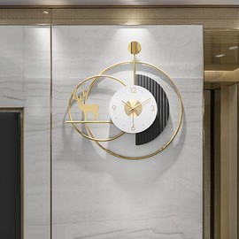 Modern Geometric Metal Wall Clock with Silent Movement - Large Decorative Battery-Operated Timepiece for Living Room, Kitchen, Bedroom, Office, or Dining Area - Stylish Golden & Black Design, Office Wall Clock |   Decorative Timepiece |   Minimalist Aest