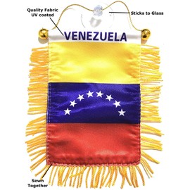 PRK 14 Venezuela Venezuelan Flag for Cars Stickers Decals Small Window Hanging Mini Banners Rearview Mirror car Accessories Automobile Homes Windows Sticks to Glass Quality Made Mini Banners