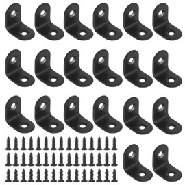 Glarks 20 Sets 20mm Black L Bracket Right Angle Corner Brace Joint Fixing for Wood Chair Bookcase Board Window Furniture Cabinet (20x20x2mm)