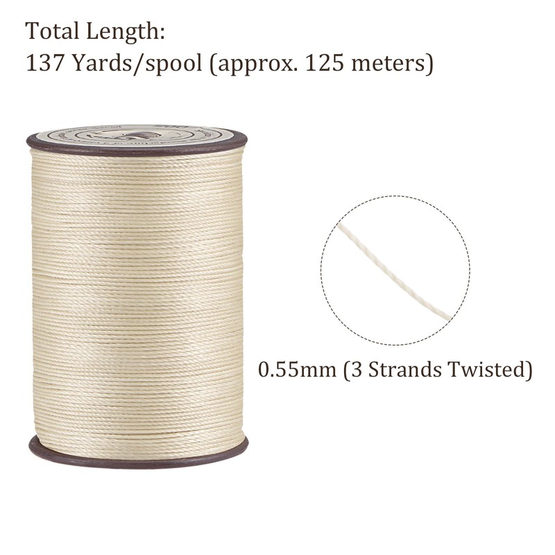 Kozelo 2pcs Thin Linen Waxed Sewing Thread - 0.55mm x