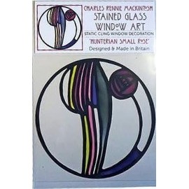 Winged Heart Presented by Celtic Glass Designs Static Window Cling in a Mackintosh Hunterian Small Mauve Rose Design