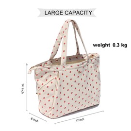 ESVAN Yoga Tote Bag for Women Shoulder Bags Drawstring for Office Workout Travel Carryall Pilates Gym and Beach (Corduroy Strawberry)