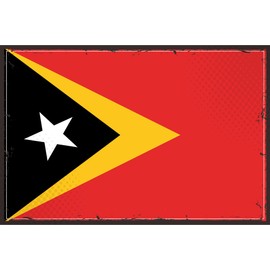 Ontrada Holzschild 12x18cm Osttimors Retro Flag East Timor Holz Schild