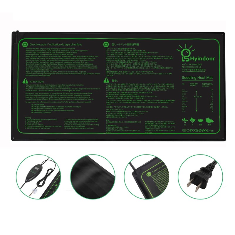 Hyindoor 10"x20.75" Heat Mat with Thermostat Garden Heater, Germination Mat,