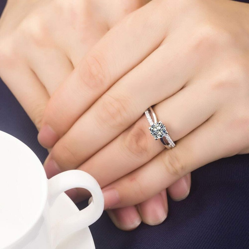 [THREE MAN] Engagement Ring 4 Prong NSCD Diamond Ring for