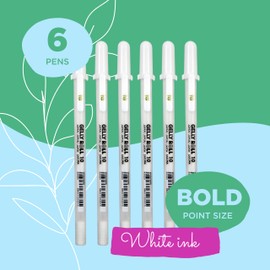 Sakura Gelly Roll Gel Pens - Bold Tip Ink Pen for Journaling, Art, or Drawing - Classic White Ink - 6 Pack