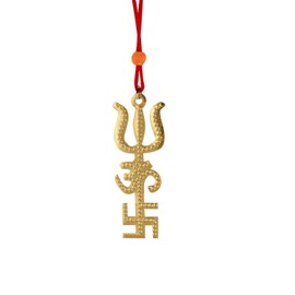 Tri-Shakti Om, Satia and Trishul Symbol Yantra, Symbol Door/Wall Hanging, Size 4 Inch (Pack of 1) Decorative Showpiece Car Dashboard and Wall Hanging