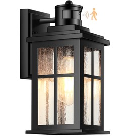 VIANIS Motion Sensor Outdoor Light Fixtures Wall Mount, Black Porch Lights Outdoor Lantern, Anti-Rust Waterproof Exterior Lights for House, Modern Outdoor Wall Sconce for Garage, Front Door, Coach