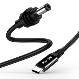 AGVEE 10ft Starlink Mini USB C to DC Cable – 20V/7A 140W Power Rated | Overcurrent 10A DC 5521 Barrel Plug & Low-Resistance Wire | Heat Reduction Design, Black