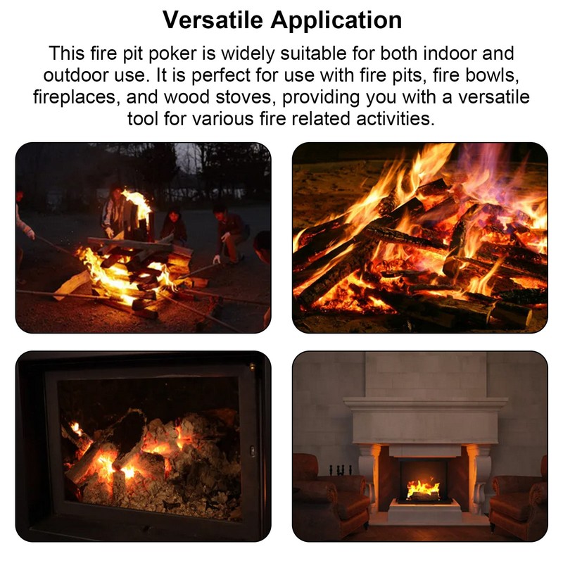 Fire Pit Poker Steel 40 Inch Long Removable Outdoor Fire
