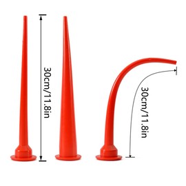 30cm/11.8in Lengthen Caulking Gun Tips Plastic Applicator Caulking Nozzle Tips Replacement Extension Red (4PCS, Thin Straight)