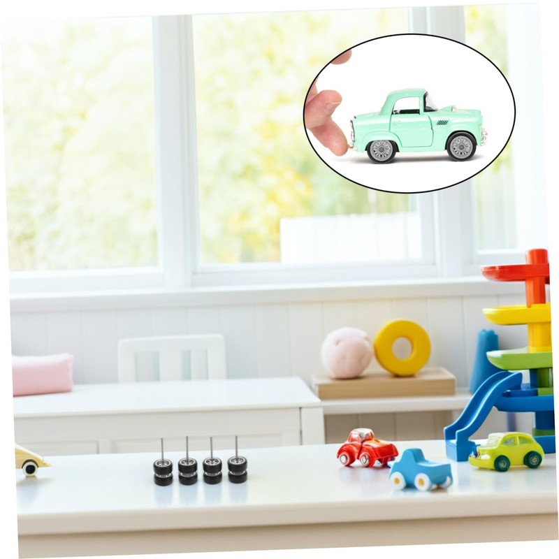 FUNOMOCYA 16 Sets Die-Cast Car Wheels with Rubber Tires, Realistic