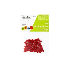 Essentials by Leisure Arts Pom Poms - Red - 3mm - 100 Piece pom poms Arts and Crafts - red Pompoms for Crafts - Craft pom poms - Puff Balls for Crafts