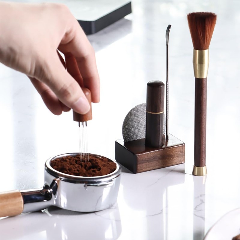 Tongke WDT Wooden Espresso Distribution Tool, Stainless Steel Needle Distributor,