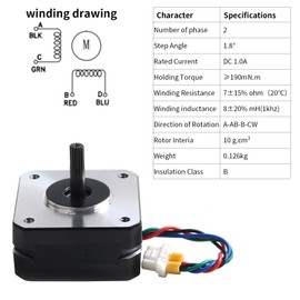 FYSETC MK4 Prusa Accessory - Extruder Stepper Motor Replacement - Small Stepping Motor 42-20: 2 Phases 1A 1.8 Degrees 0.19 N.M with Integrated Cable Fit Prusa XL 3.9 3D Printer E Axis