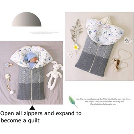 Isyunen Stroller Blanket Newborn Baby Swaddle Sack Knitted Crochet Hooded Baby Sleep Sack Boy or Girl Swaddle Wrap for 0-14 Months Baby Receiving Blankets,Sleeping Bag