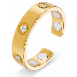 MagnetRX® Magnetic Rings for Women – Elegant Crystal Ring – Magnet Rings for Women (Gold | Size: 6)