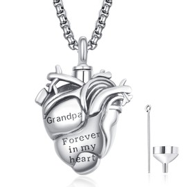 ADMETUS Urn Necklaces for Ashes 925 Sterling Silver Ash Necklace Cremation Jewellery for Men with 2.5 mm 22 Inch + 2 Inch Rolo Chains, Sterling Silver, No Gemstone