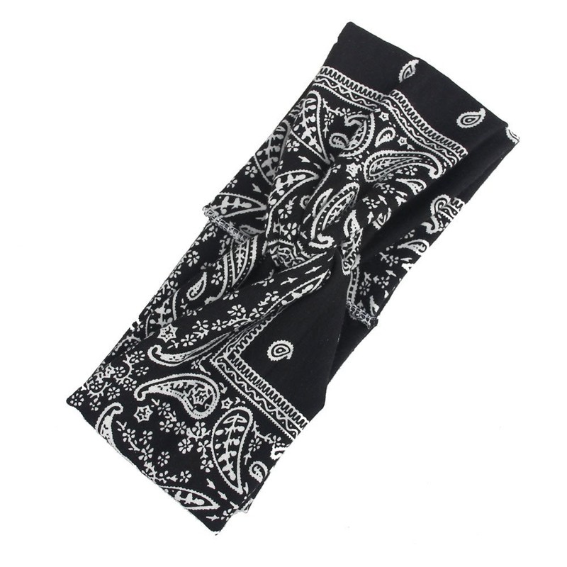 DINPREY Assorted Paisley Print Wide Bandana Knot Headbands Criss Cross