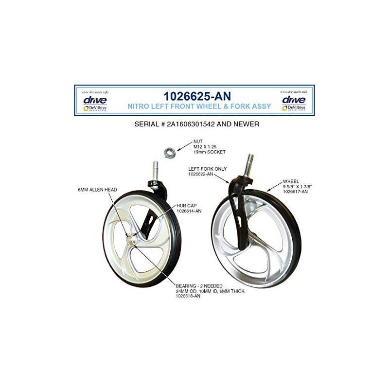 Replacement Parts for Drive Nitro Aluminum Rollator, Tall Height -