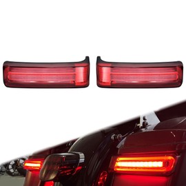 HCmotorku Motorcycle LED Saddlebag Light Tail Running Brake Turn Signal Lamp Fit for Harley Touring Street Electra Glide Road Glide King Ultra Limited CVO 2014-2023 Black Housing Red Lens