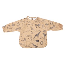 Long Sleeve Baby Bib Small Size Cartoon Pattern Waterproof Toddler Soft Bib for Having Meals Zoo Animals