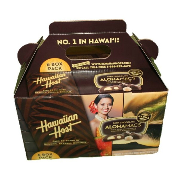 Dark Chocolate Covered Macadamia Nuts by Hawaiian Host (6 Box Tote)