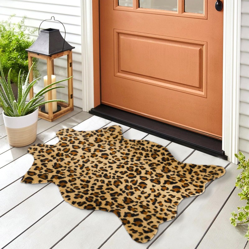 Dunzy 4 Pcs Mini Leopard Print Rug Cheetah Table Placemat,