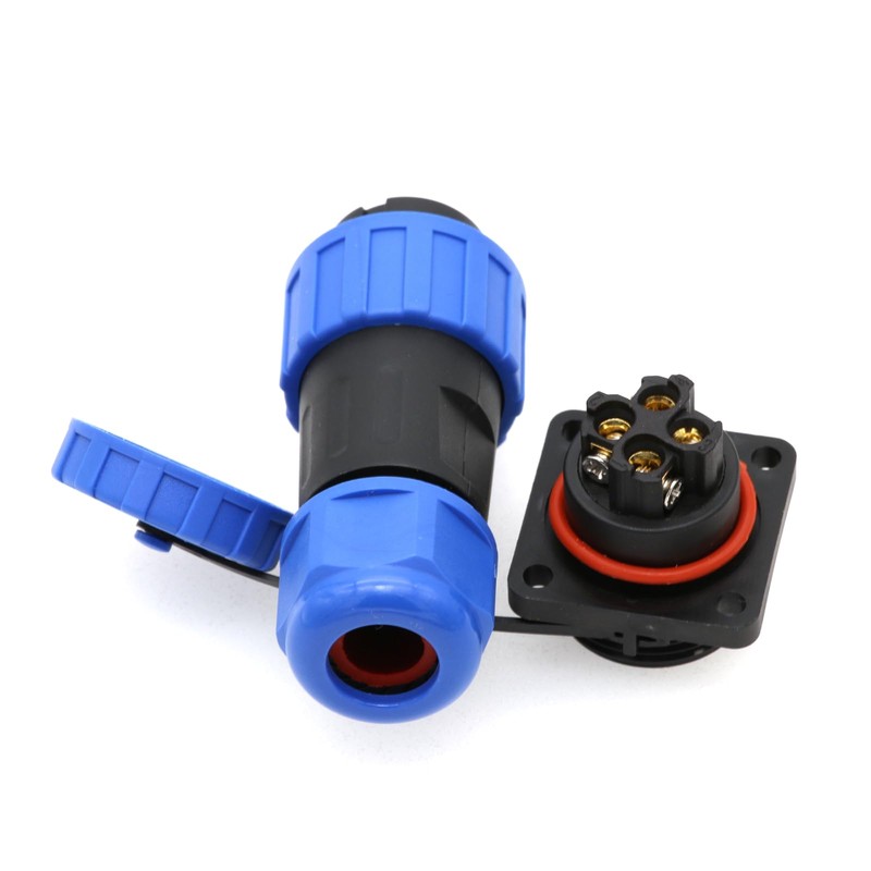 TY20 Screw Connection 2-7-Pin Back Nut/Flange/Docking/Square Cable Connector (4-Pin 25A,