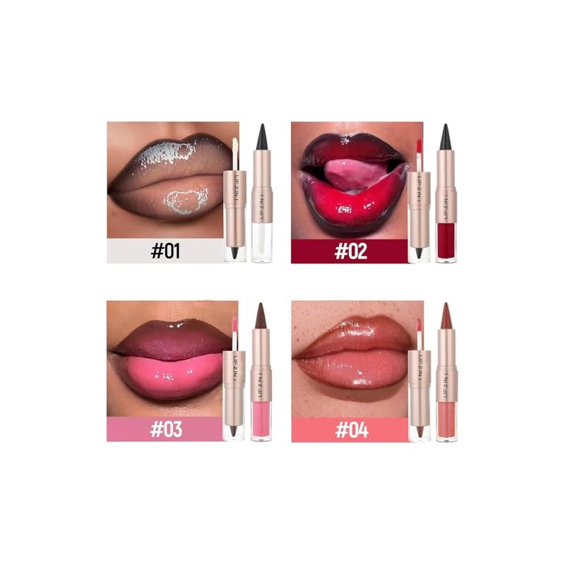 Lápiz de Labios y Pintalabios Líquido 2 en 1 con
