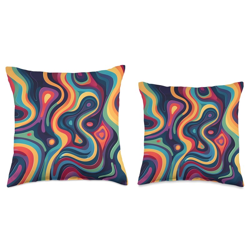 Funky Retro 2D Pattern Design Throw Pillow