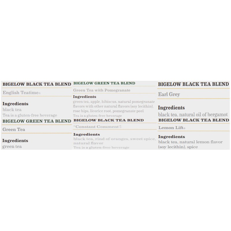 Bigelow Assorted Tea Packs, Six Flavors, 28/box, 168/carton