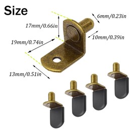 Yosawa 30 Pcs Shelf Support Pegs，L-Shaped Glass Supports，Shelf Bracket Pegs with Hole，Furniture Shelf Bracket with Rubber Sleeve（Bronze/L）