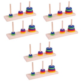 ibasenice Counting Toy 6 pcs Puzzle of for Home Mathematical Intellectual Adults DIY Toys Logic Hanoi Brain Teaser Tower Toy Playing Teasers Party Board Game Wooden Brain Teaser Toys