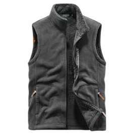 Tactical Vest Men's Lightweight Fleece Cold Warm Camping Fleece Fleece Zip-up gray/3XL(105)
