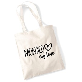 Huuraa Jute Bag Monaco My Love Gift 10 Litres Cotton Monaco Gift Idea, natural, Unit size
