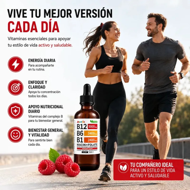 Vitamina B12 Líquida KAKEWEEU Complejo B con Metilcobalamina, para Cerebro
