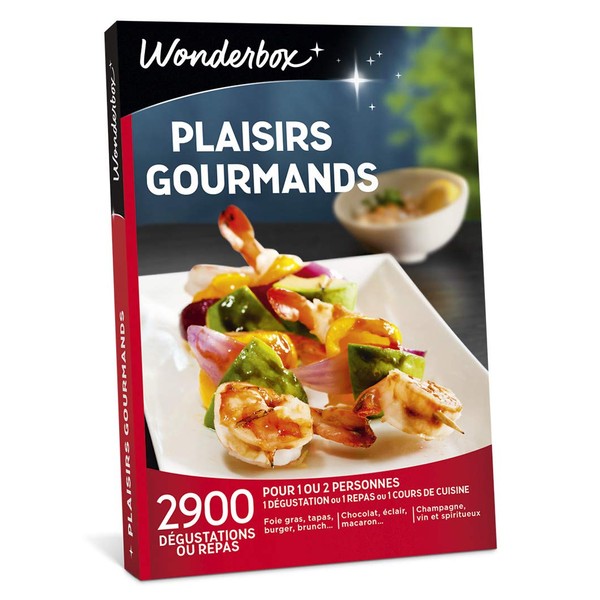 Wonderbox - Coffret cadeau - PLAISIRS GOURMANDS – 2 900 dégustations de champagnes et spiritueux, repas gourmands ou cours de cuisine pour 1 ou 2 personnes