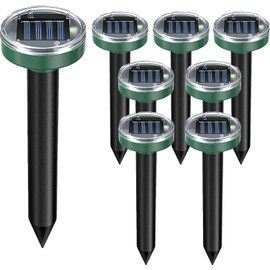 8 Pack Snake Repellent, Mole Repellent Solar Powered Ultrasonic, Gopher Repeller Sonic Mole Deterrent Spikes, Snake Gopher Vole Repellent Outdoor for Lawn Garden & Yard-Green