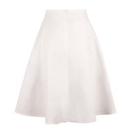 YARN & INK Women's Cute Formal Midi Skirts 1950s Vintage Casual White All-Match Basic A-line Formal Swing Skirt with Pockets Summer Fall (White X-Small)