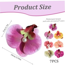 7 pinzas para el pelo de orquídeas y mariposas,coloridas pinzas para el pelo de flores hawaianas, pinzas para el pelo de flores tropicales con perla para bodas, verano, fiestas en la playa, garras
